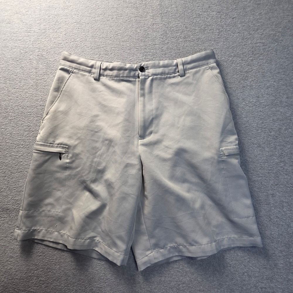 Performance Cargo Shorts Gray IZOD Golf XFG Mens Size 34 Flat Front Wicking